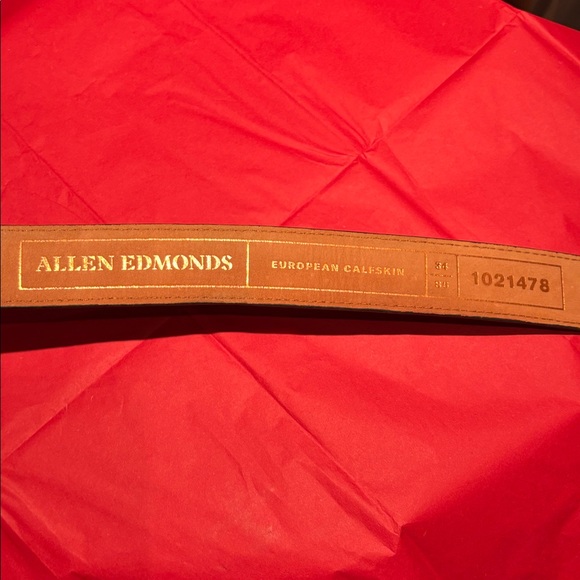 ALLAN  EDMONDS Italian  Calf Skin Men's Black Leather Belt - Picture 3 of 5